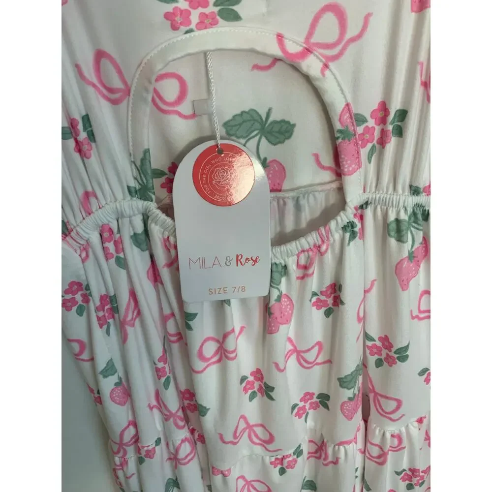 Mila & Rose Berries & Bows Ruffle Maxi Dress‎ NWT size 7/8